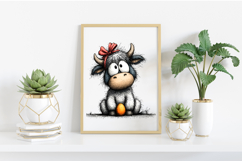 Whimsical Easter Highland Cow Clipart Product Image 2