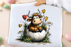 Whimsical Easter Highland Cow Clipart Product Image 2