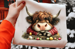 Whimsical Easter Highland Cow Clipart Product Image 2