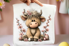 Whimsical Easter Highland Cow Clipart Product Image 2
