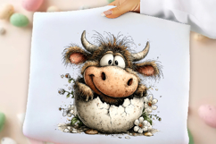 Whimsical Easter Highland Cow Clipart Product Image 2