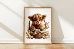 Whimsical Easter Highland Cow Clipart Product Image 2