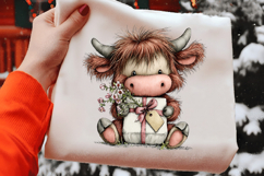 Whimsical Easter Highland Cow Clipart Product Image 2