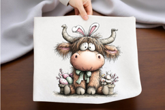 Whimsical Easter Highland Cow Clipart, Easter Sublimation Product Image 2