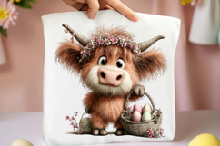 Whimsical Easter Highland Cow Clipart Product Image 2