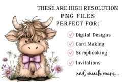 Whimsical Easter Highland Cow Clipart Product Image 2