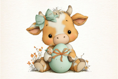 Whimsical Easter Highland Cow Clipart Product Image 2