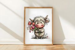 Whimsical Easter Highland Cow Clipart Product Image 3