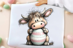 Whimsical Easter Highland Cow Clipart Product Image 3
