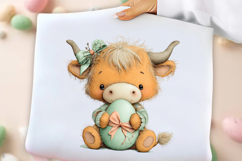 Whimsical Easter Highland Cow Clipart Product Image 3