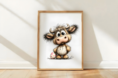Whimsical Easter Highland Cow Clipart Product Image 3