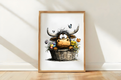 Whimsical Easter Highland Cow Clipart Product Image 3