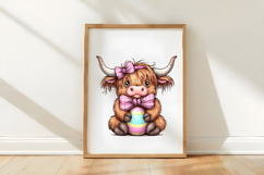 Whimsical Easter Highland Cow Clipart Product Image 3