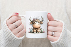 Whimsical Easter Highland Cow Clipart, Easter Sublimation Product Image 4