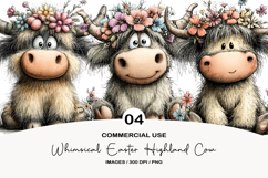Whimsical Easter Highland Cow Surrounded by Spring Flowers Product Image 1