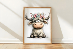 Whimsical Easter Highland Cow Surrounded by Spring Flowers Product Image 3
