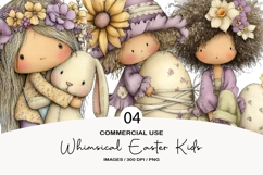 Whimsical Easter kids Clipart Product Image 1