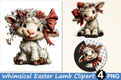 Whimsical Easter Lamb Clipart PNG Product Image 1