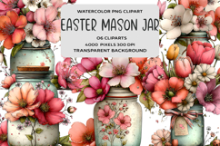 Whimsical Easter Mason Jar Clipart Product Image 1