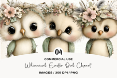 Whimsical Easter Owl Clipart Product Image 1