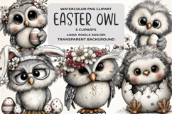 Whimsical Easter Owl Clipart Product Image 1