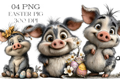 Whimsical Easter Pig Clipart Product Image 1
