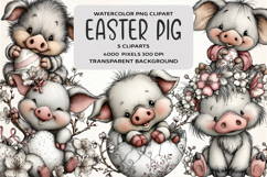 Whimsical Easter Pig Clipart Product Image 1
