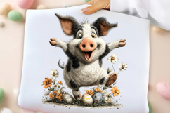 Whimsical Easter Pig Clipart Product Image 2