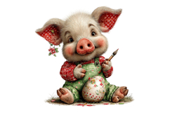 Whimsical Easter Pig Clipart Product Image 2