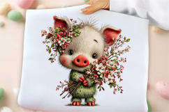 Whimsical Easter Pig Clipart Product Image 3