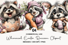 Whimsical Easter Raccoon Clipart Product Image 1
