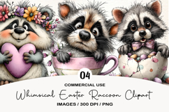 Whimsical Easter Raccoon Clipart Product Image 1