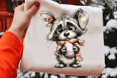 Whimsical Easter Raccoon Clipart Product Image 2