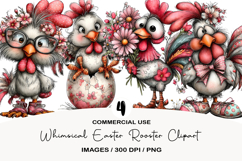 Whimsical Easter Rooster Clipart Product Image 1