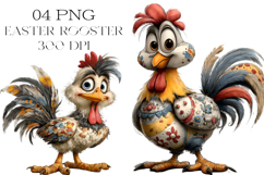 Whimsical Easter Rooster Clipart Product Image 1