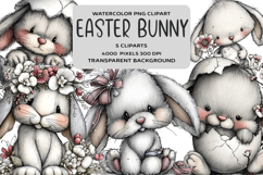 Whimsical Easter Silver Bunny Clipart Product Image 1