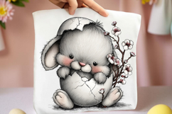 Whimsical Easter Silver Bunny Clipart Product Image 2