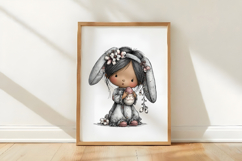 Whimsical Easter Silver Girl Clipart Product Image 2