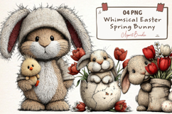Whimsical Easter Spring Bunny Clipart Product Image 1