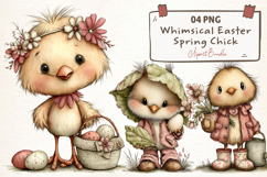 Whimsical Easter Spring Chick Clipart Product Image 1