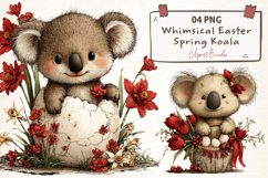 Whimsical Easter Spring Koala Clipart Product Image 1
