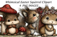 Whimsical Easter Squirrel Clipart Product Image 1