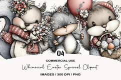 Whimsical Easter Squirrel Clipart Product Image 1