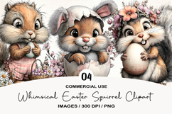 Whimsical Easter Squirrel Clipart Product Image 1