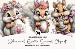 Whimsical Easter Squirrel Clipart Product Image 1