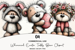 Whimsical Easter Teddy Bear Clipart Product Image 1
