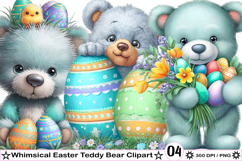 Whimsical Easter Teddy Bear Clipart Product Image 1