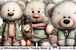 Whimsical Easter Teddy Bear Clipart PNG Product Image 1