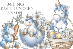 Whimsical Easter Unicorn Clipart PNG Product Image 1