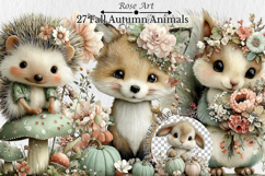 Whimsical Fall Autumn Animals Clipart Product Image 1